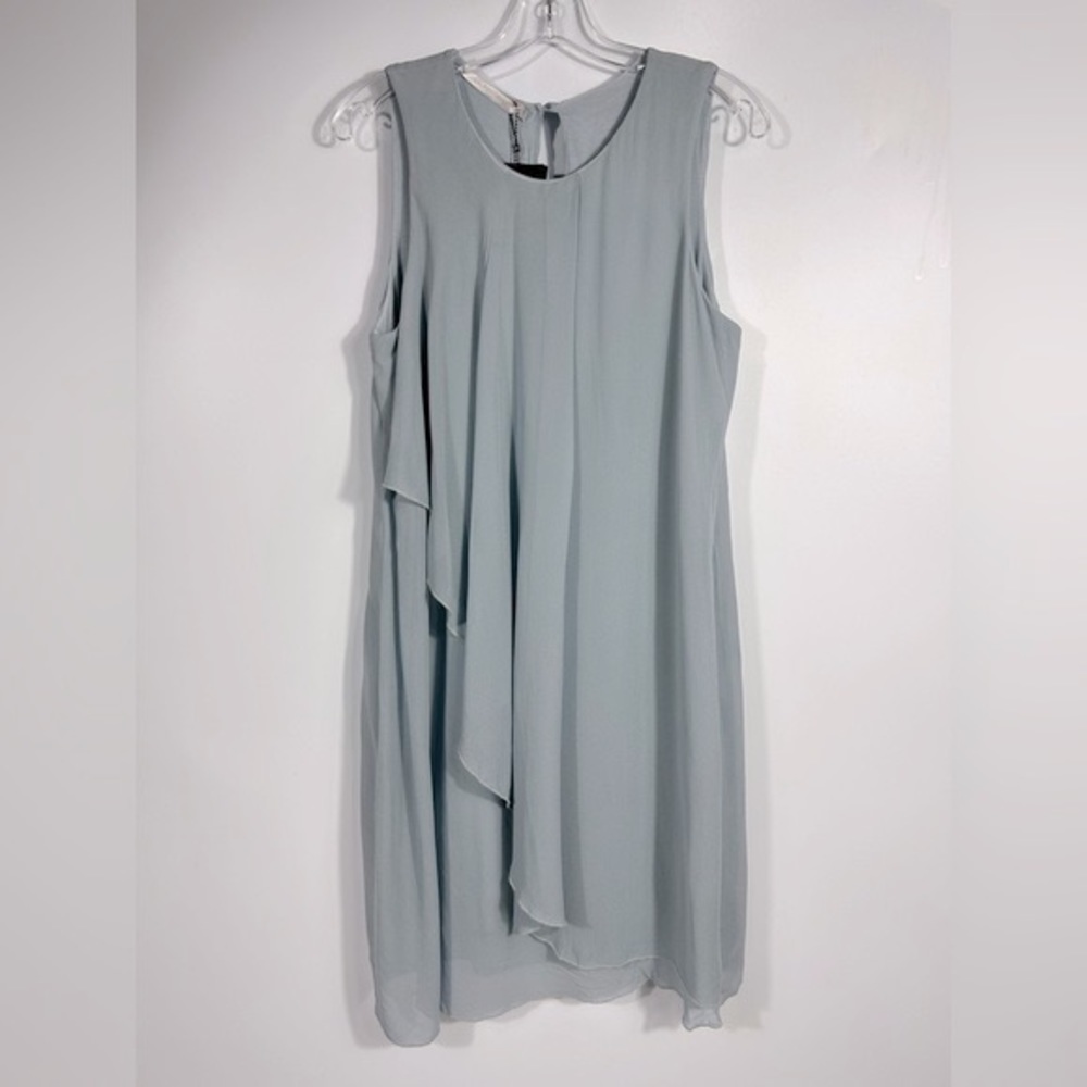Lauren Vidal Sleeveless Light Blue/Gray Chiffon Drapey Mini Dress Size S
